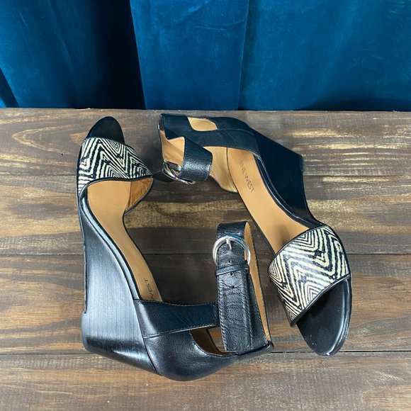 Nine West Zigzag Black and Cream Wedges - Picture 4 of 8